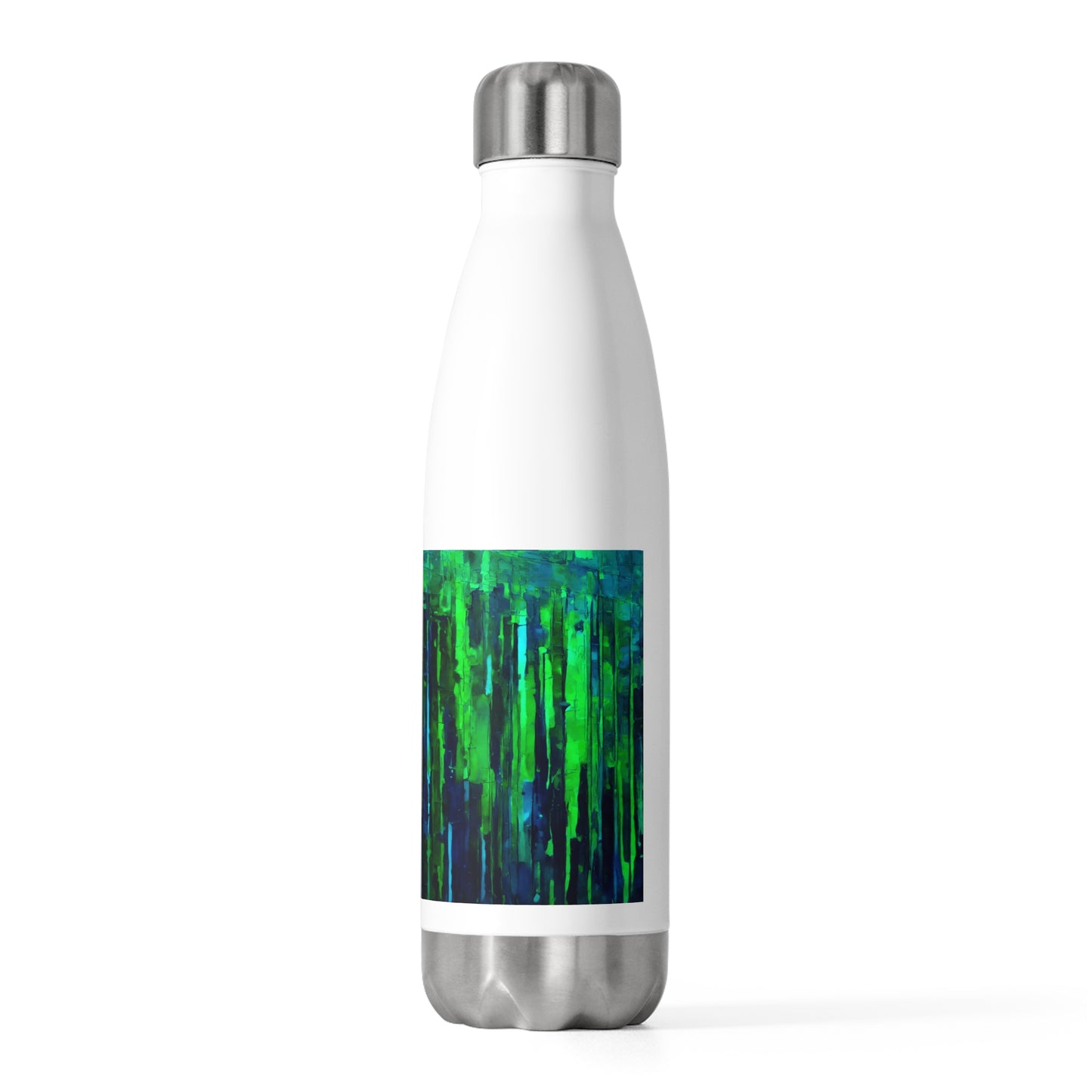 Striped Blue Green 20oz Insulated Water Bottle