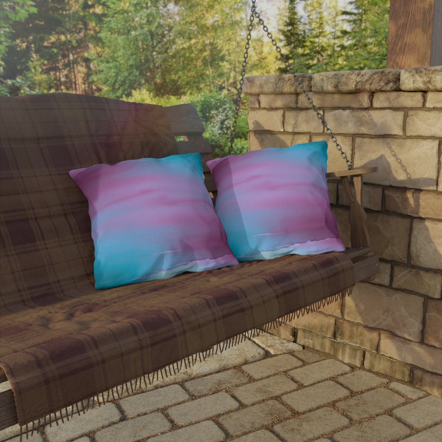 Wine Sea Blue Fog 18" x 18" Outdoor Pillow