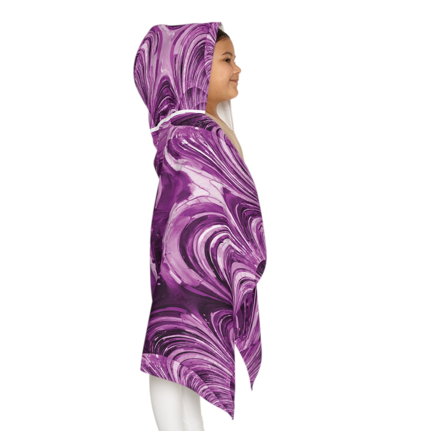 Uzi Spiral Powder Lavender Youth Hooded Towel, 24" x 48"