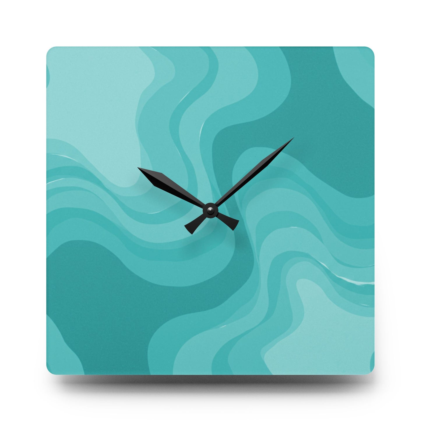Tif Green Wavey 10.75" x 10.75" Round or Square Acrylic Wall Clock