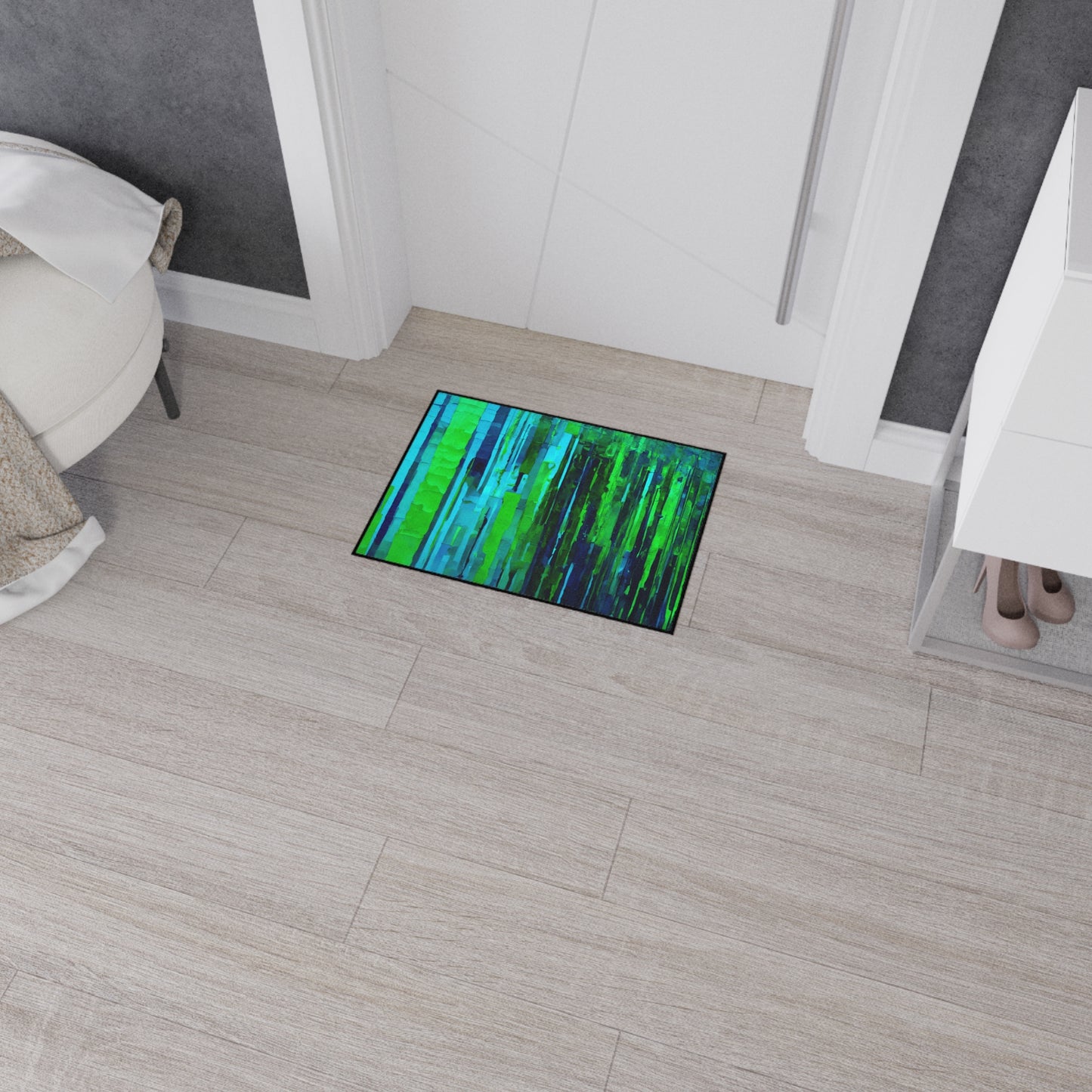 Striped Blue Green 18" x 24" Heavy Duty Floor Mat