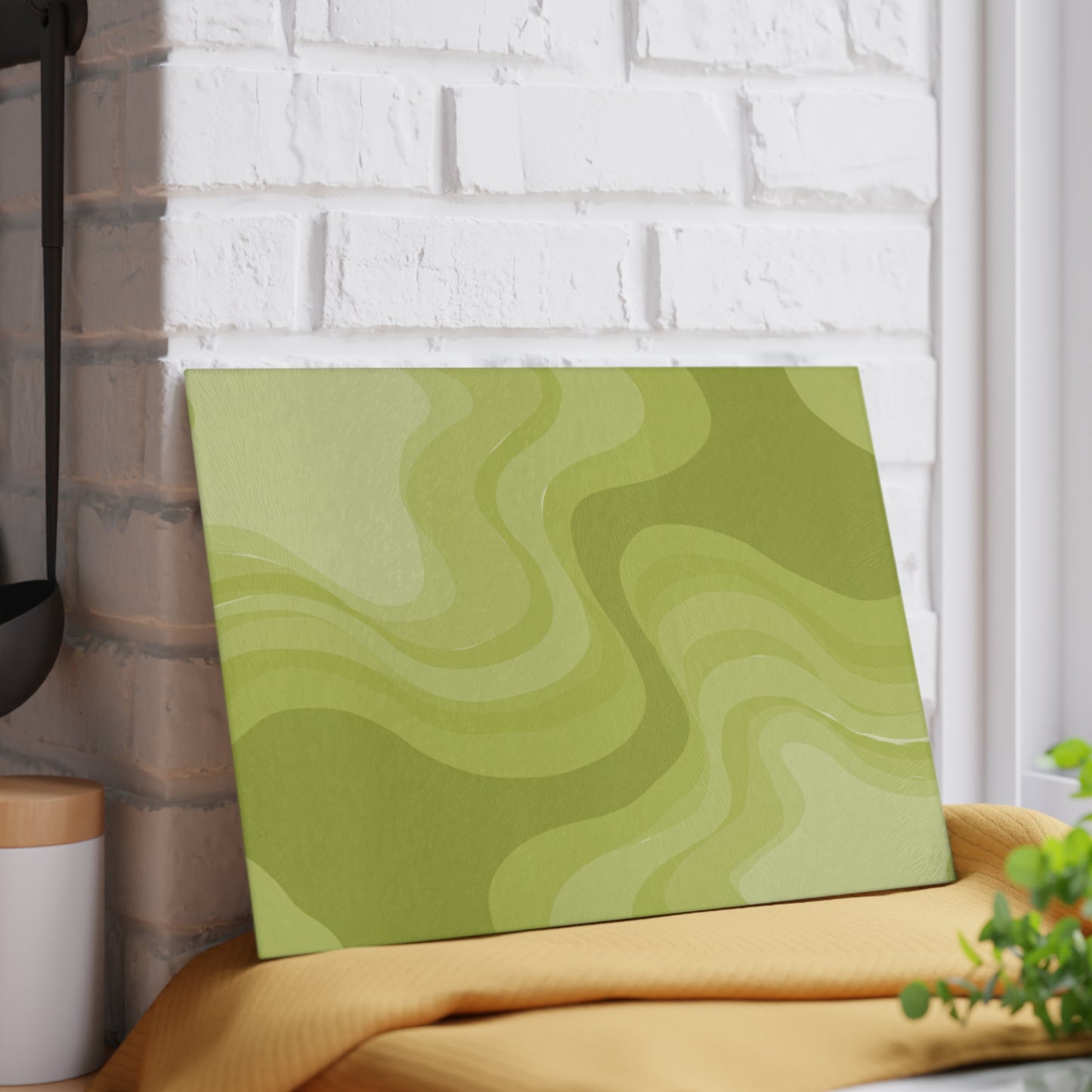 Lemon Wavey 8" x 11" Glass Cutting Board