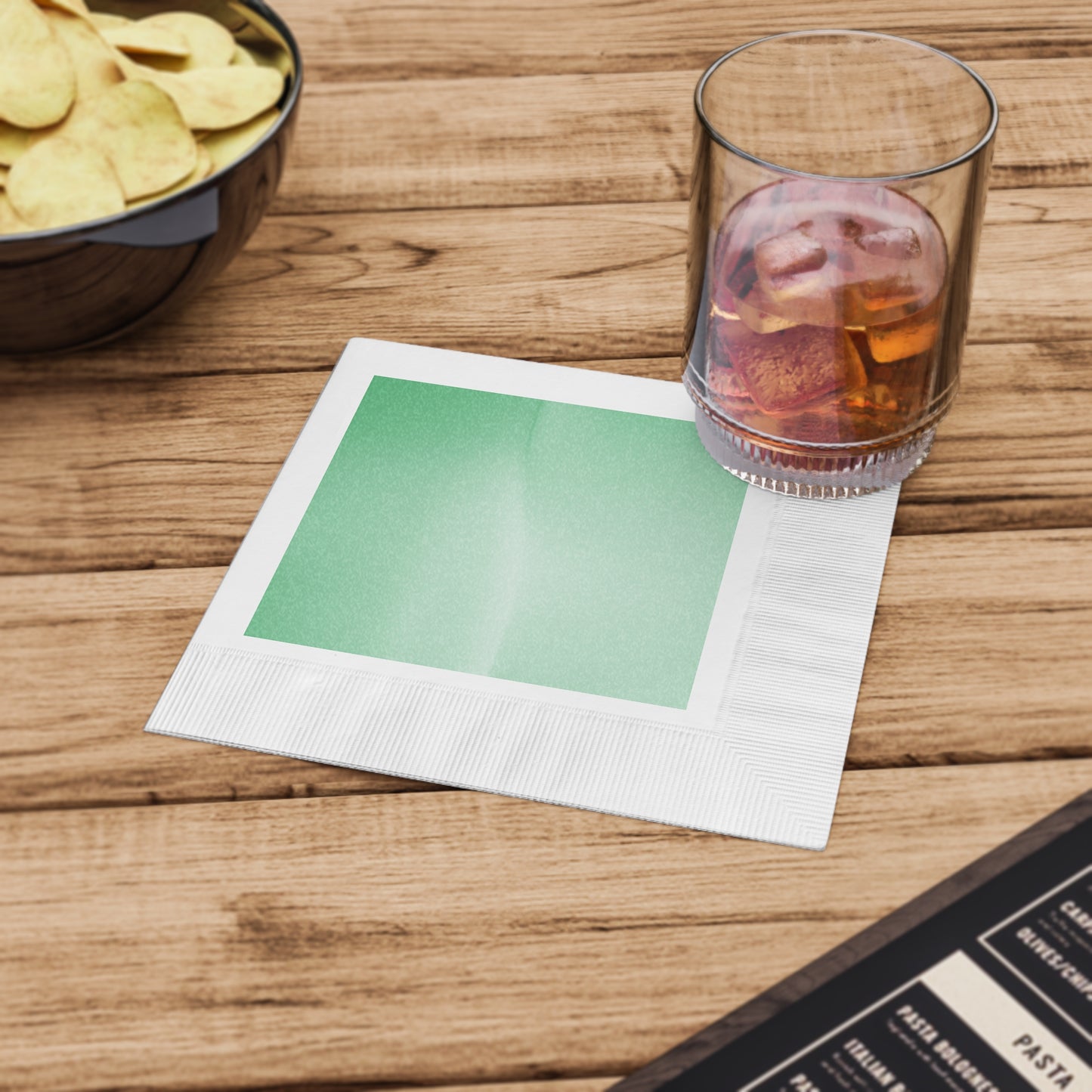 Mint Fade White Coined Napkins, 6.5" x 6.5"