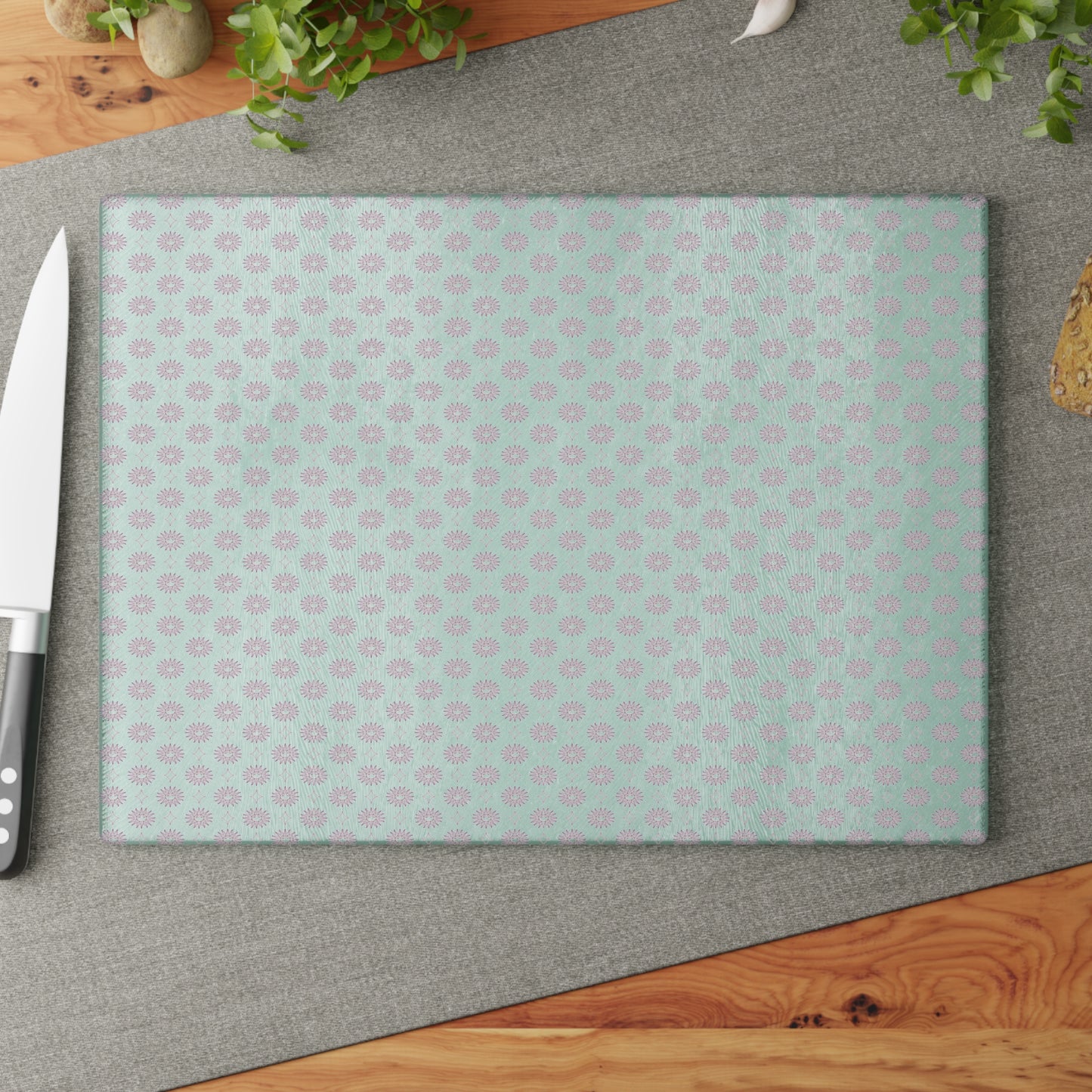 Pink Mornings Star-crossed Bodies Glass Cutting Board, 11" x 15"
