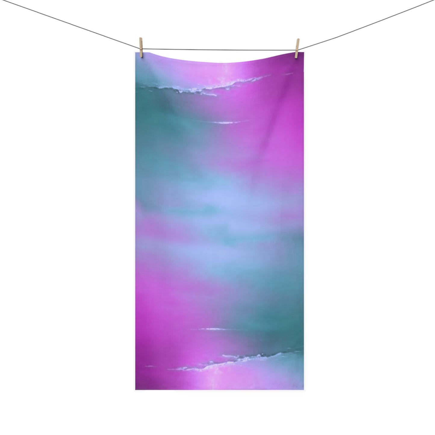 Dark Blue Green Sea Purple Fog 30" x 60" Mink-Cotton Towel (50% polyester, 50% cotton)