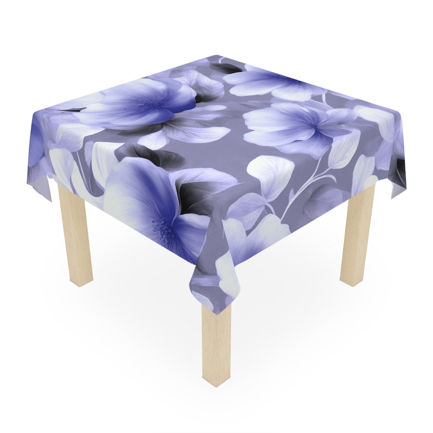 Indigo Blossom Floral Bunch Tablecloth, 55" x 55"