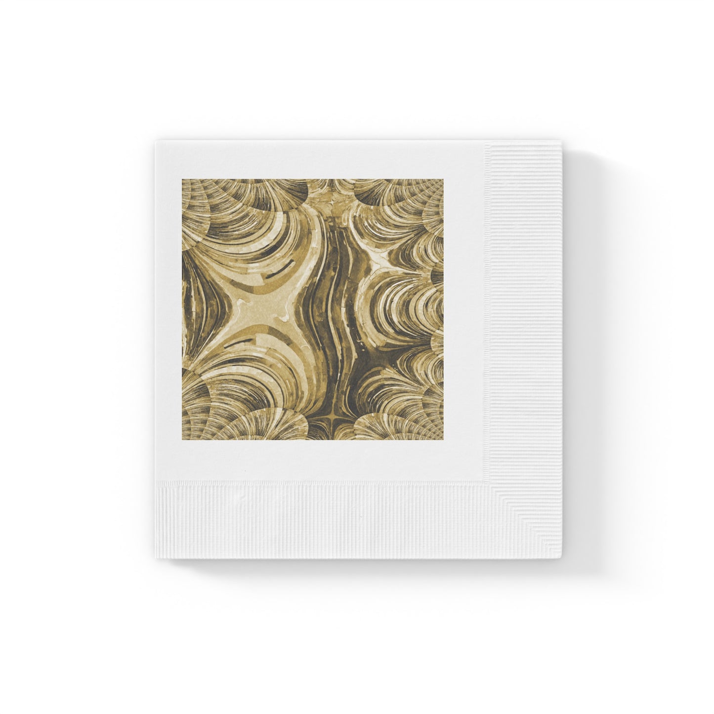 Uzi Spiral Light Brown Pastel White Coined Napkins, 4.8" x 4.8"