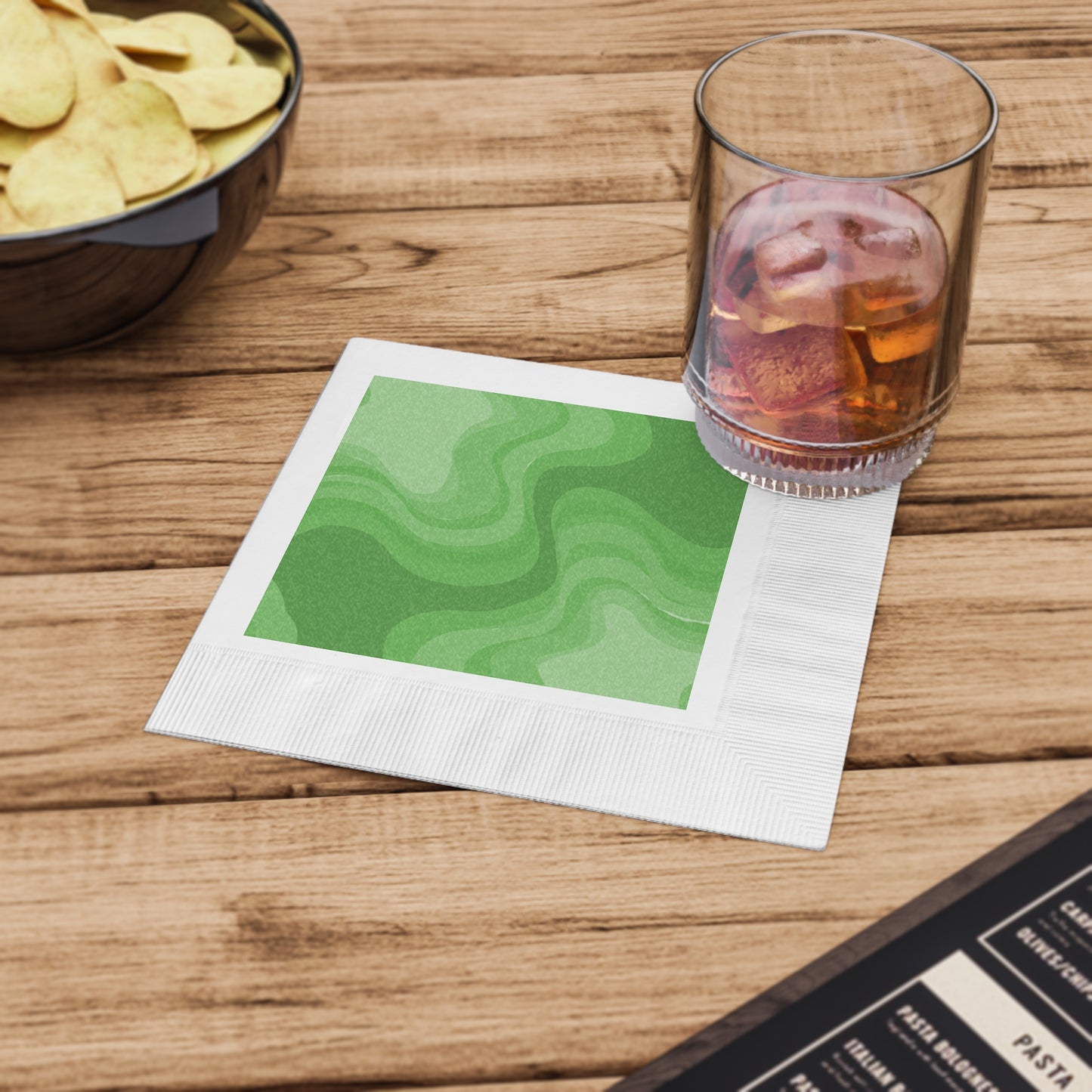 Greenie Meanie Wavey White Coined Napkins, 6.5" x 6.5"