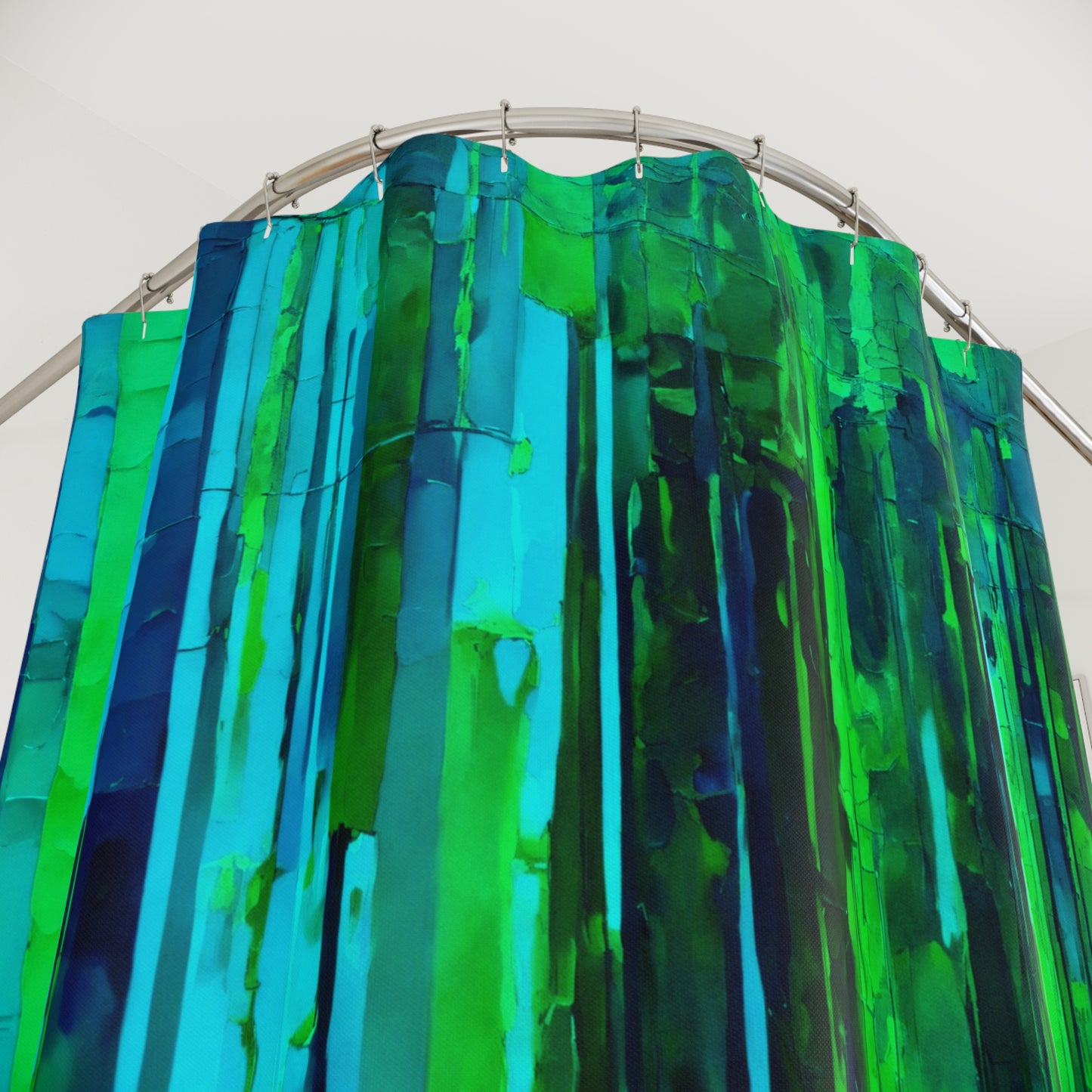 Striped Blue Green Shower Curtains, 71" x 74"