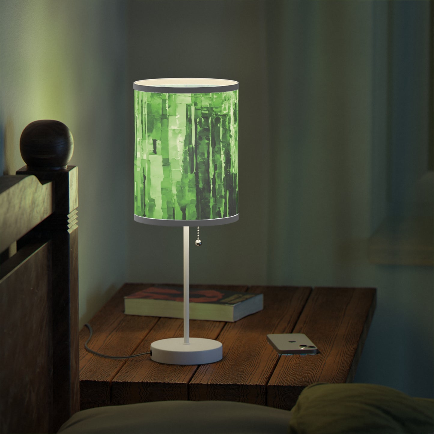 Striped Mint Pastel Table Lamp on a White or Silver Stand, US|CA plug