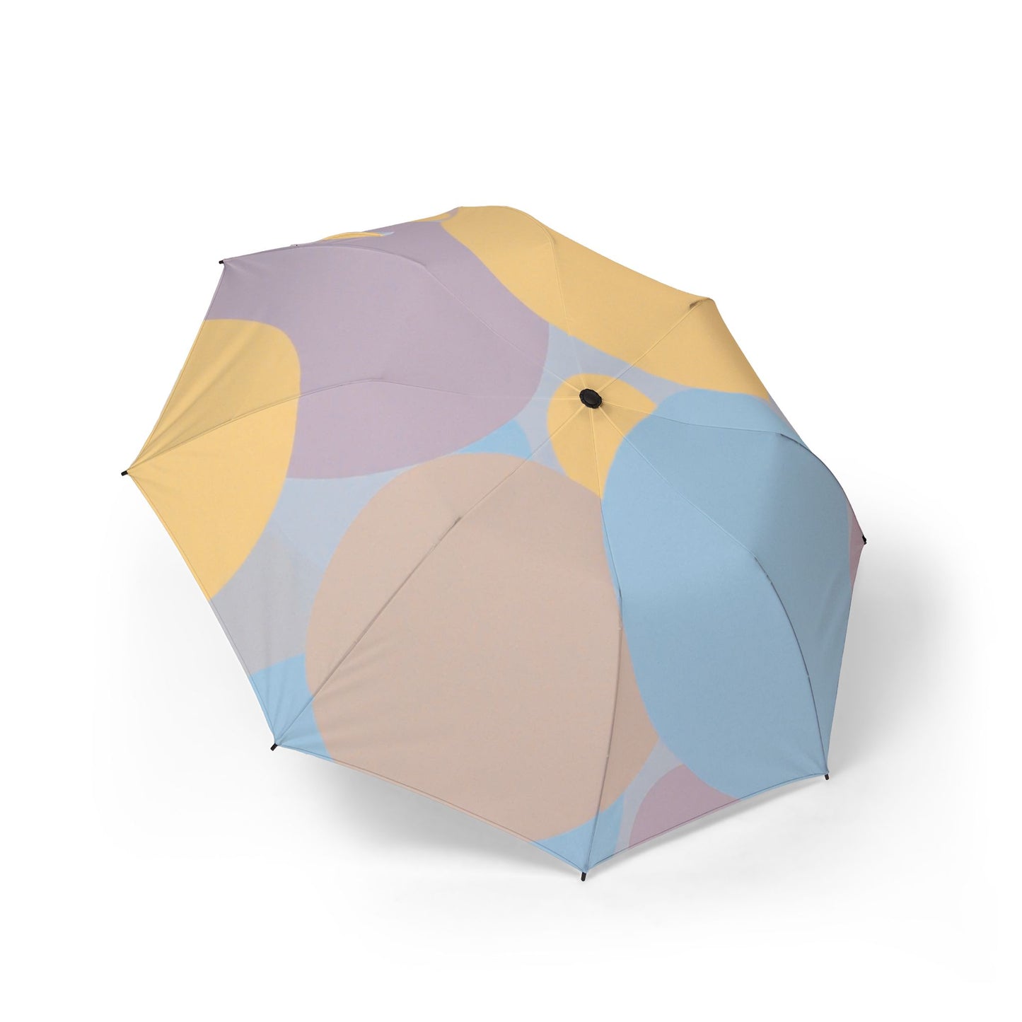 Pastel Baby Blue and Peach Patches Foldable Umbrella - Compact & Chic