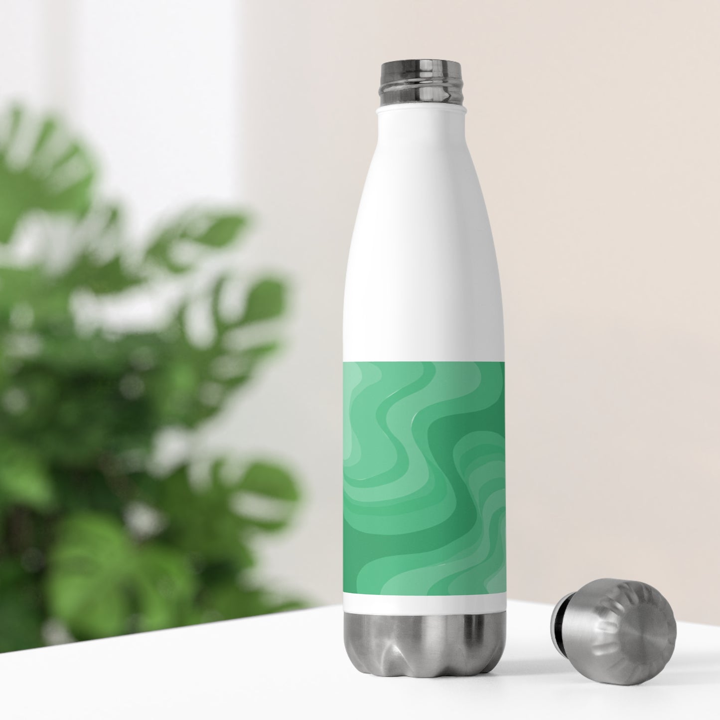 Mint Green Wavey 20oz Insulated Water Bottle
