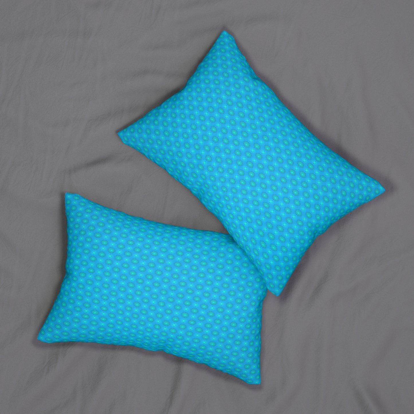 Light Blue Star-crossed Bodies Spun Polyester Lumbar Pillow, 20" x 14"