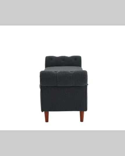 Grey Teddy Velvet Multifunctional Storage Rectangular Sofa Stool