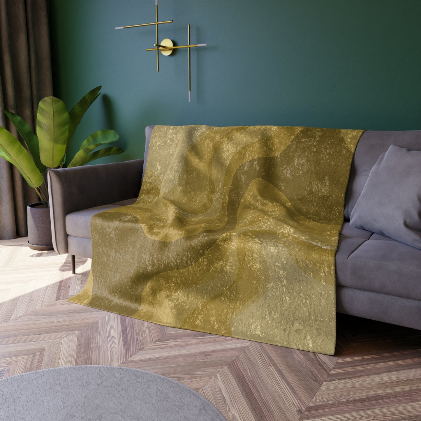 Brown Wavey 50" x 60" Crushed Velvet Blanket