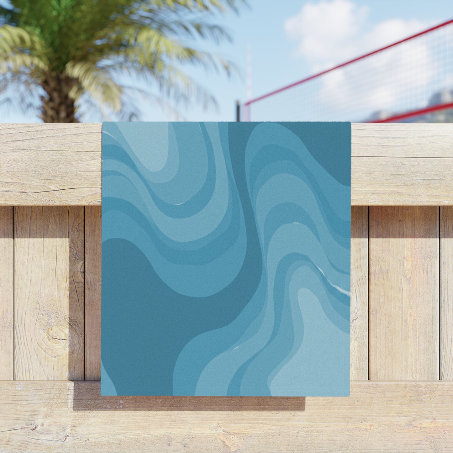 Sky Blue Wavey Beach Towel, 18" x 27"