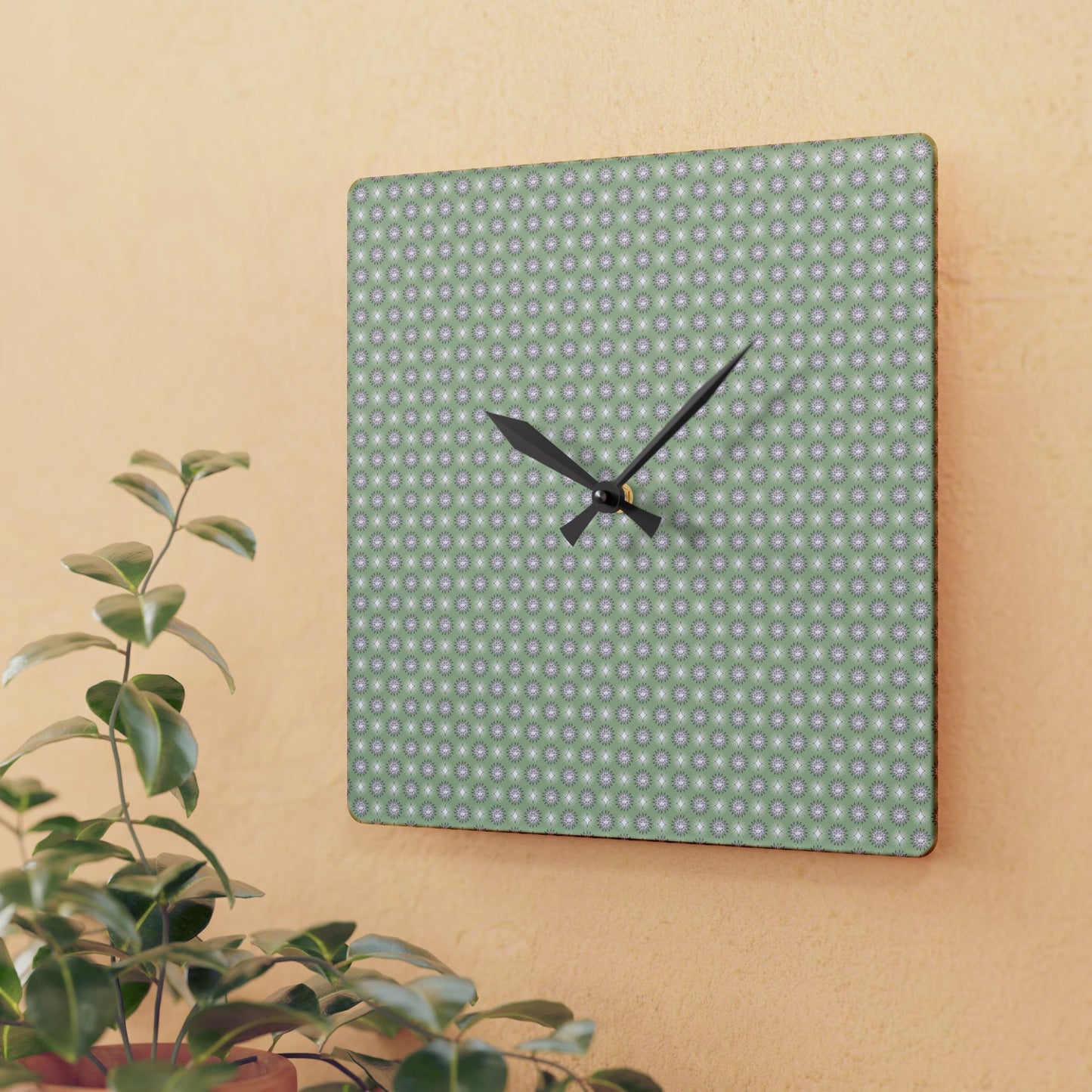 Olive Star-crossed Bodies Acrylic Wall Clock, Round or Square, 10.75" x 10.75"