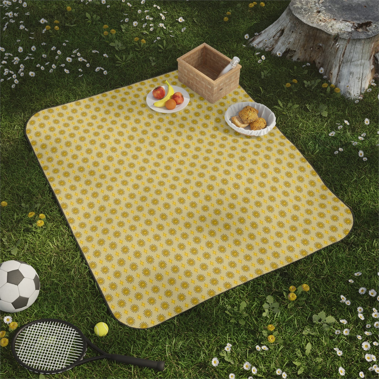Lemongrass Star-crossed Bodies Picnic Blanket, 61" × 51"