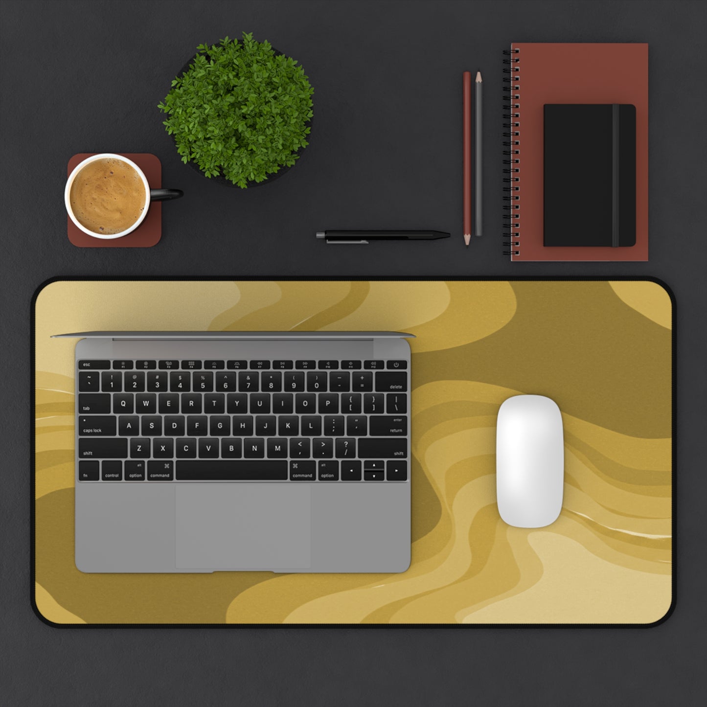 Brown Wavey 12" x 22" Desk Mat