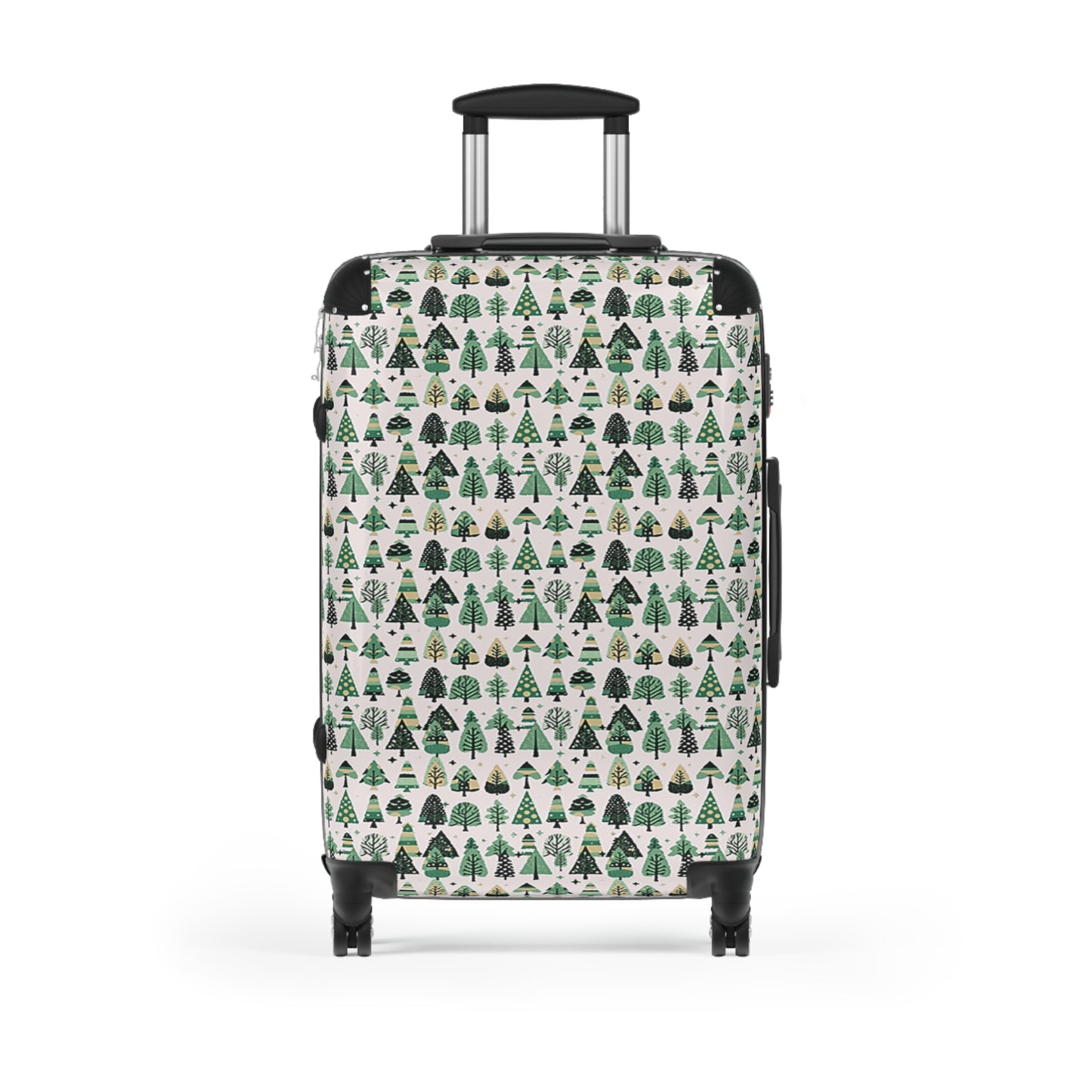 Mini Vintage Green Trees Medium Suitcase with built in lock, 4 double-wheels, telescopic handle, and ABS back hard-shell