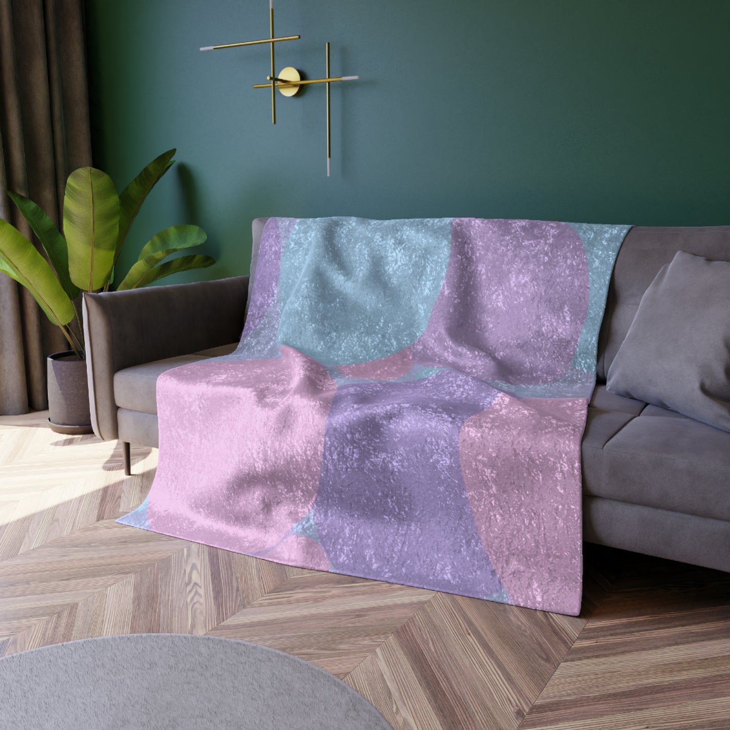 Pastel Purple and Mauve Patches 50" x 60" Crushed Velvet Blanket
