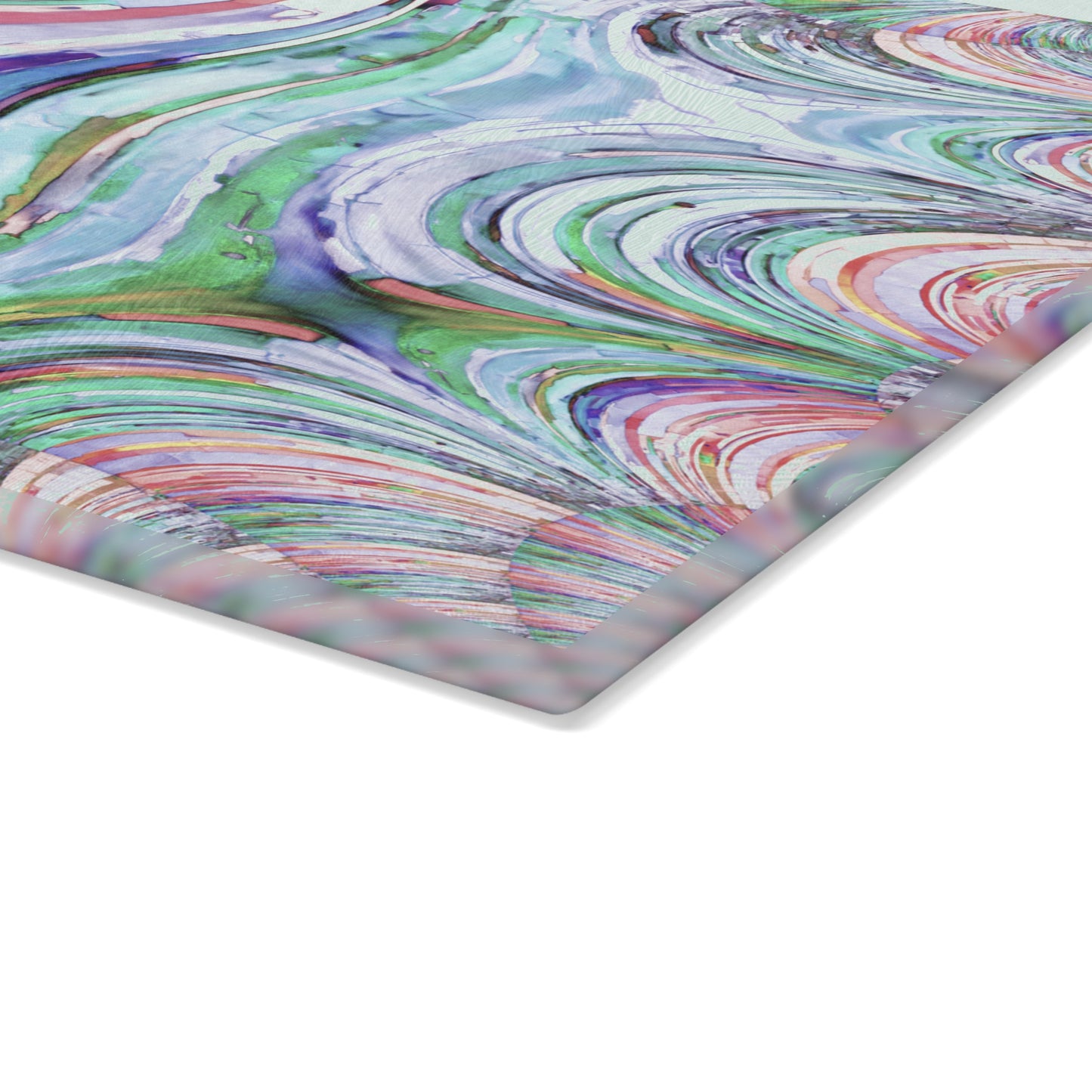 Uzi Spiral Pastels 11" x 15" Glass Cutting Board