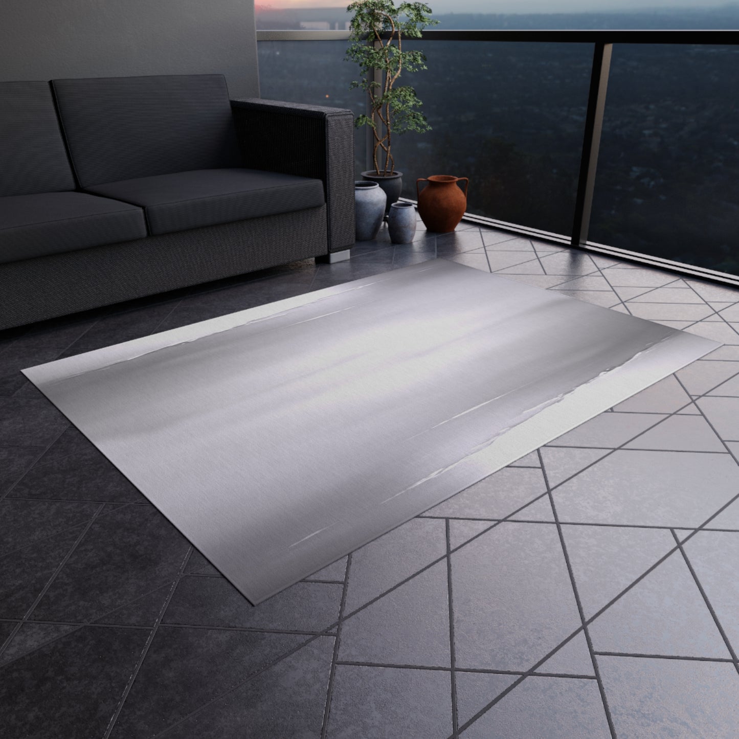 Sephia Sea Dark Fog Outdoor Rug, 60" x 84"