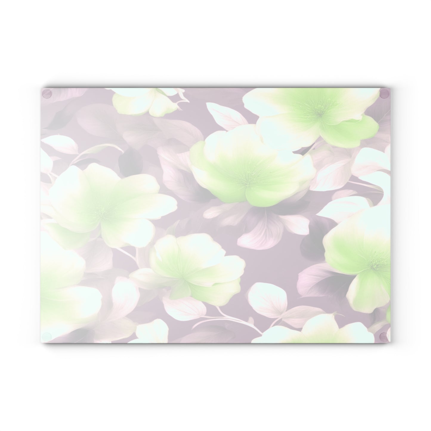 Lime Lavender Floral Bunch Glass Cutting Board, 11" x 15"