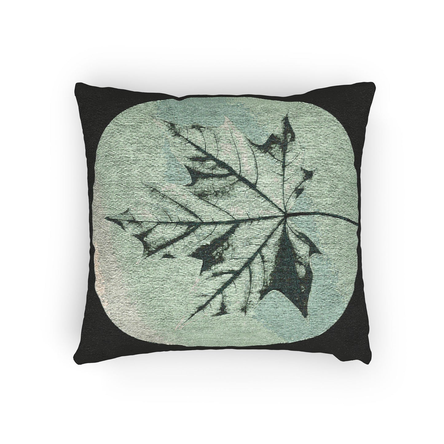 Mint Green Maple Leaf Woven Pillow, 17" x 18"