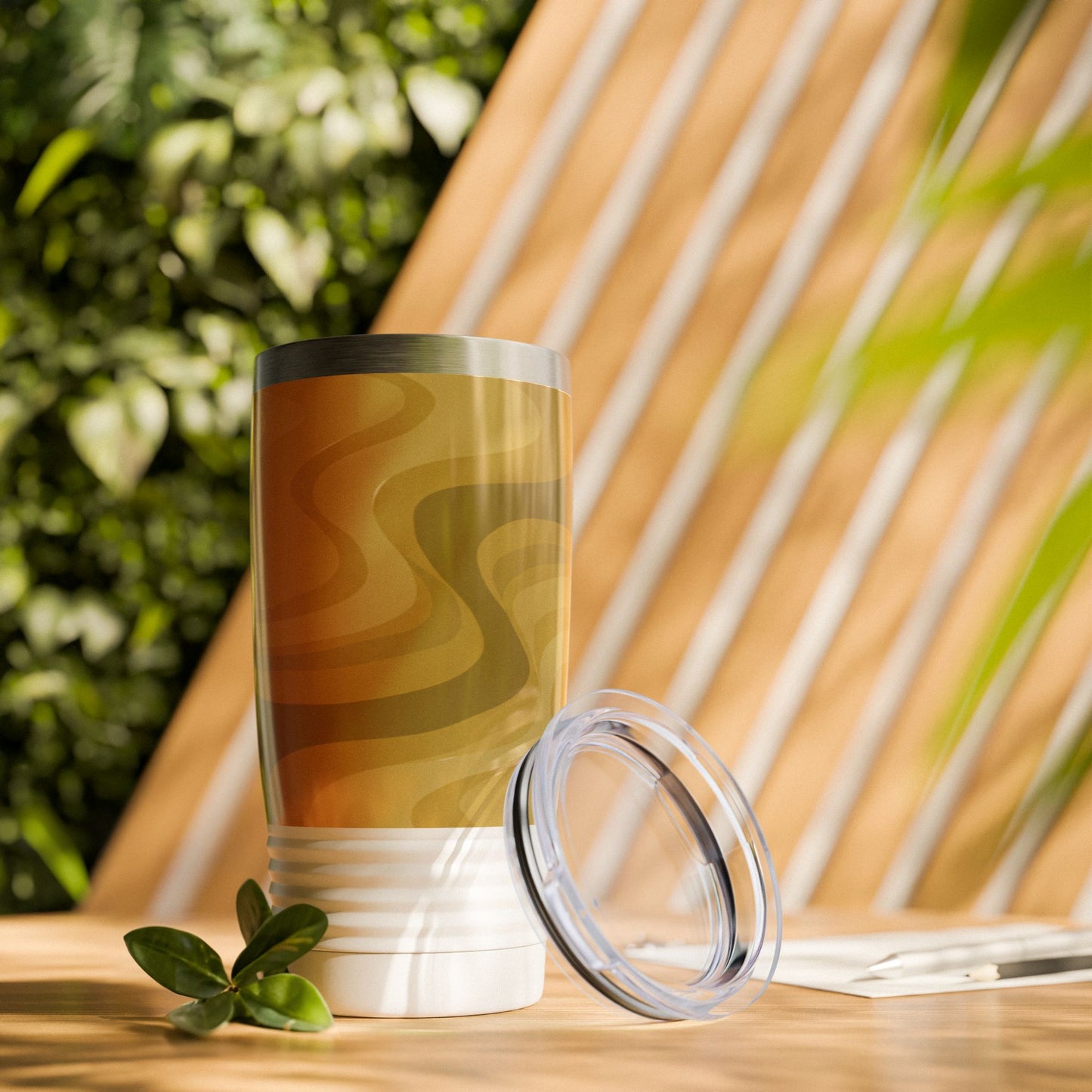 Brown Wavey Ringneck Tumbler, 20oz in white, steel and black