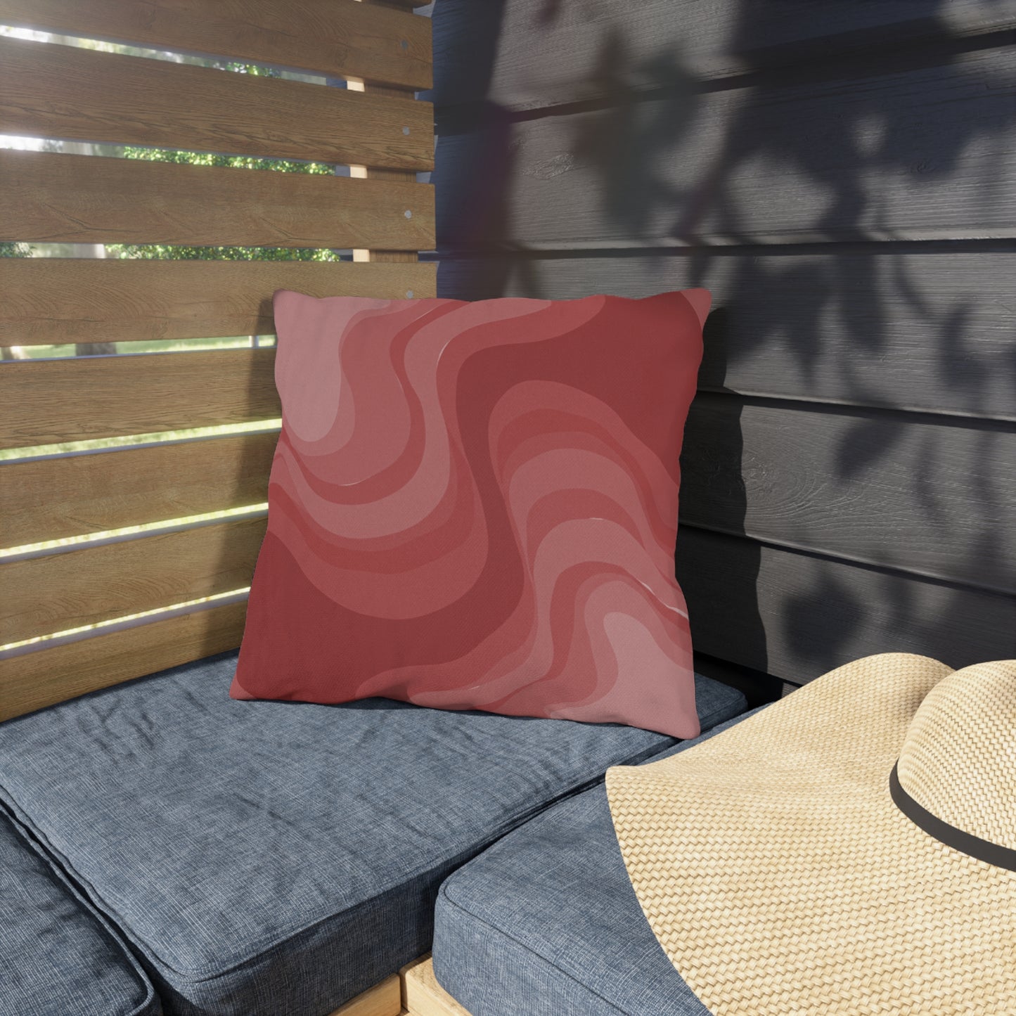 Power Red Wavey 16" x 16" Outdoor Pillow