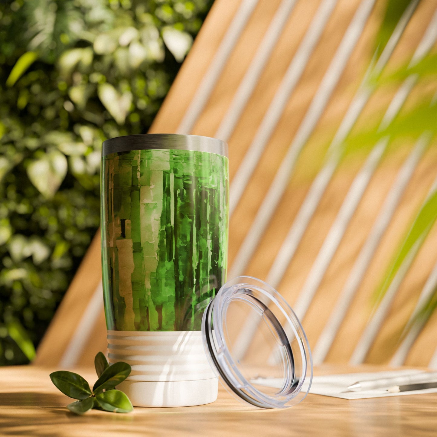 Striped Mint Pastel Ringneck Tumbler, 20oz in white, steel and black