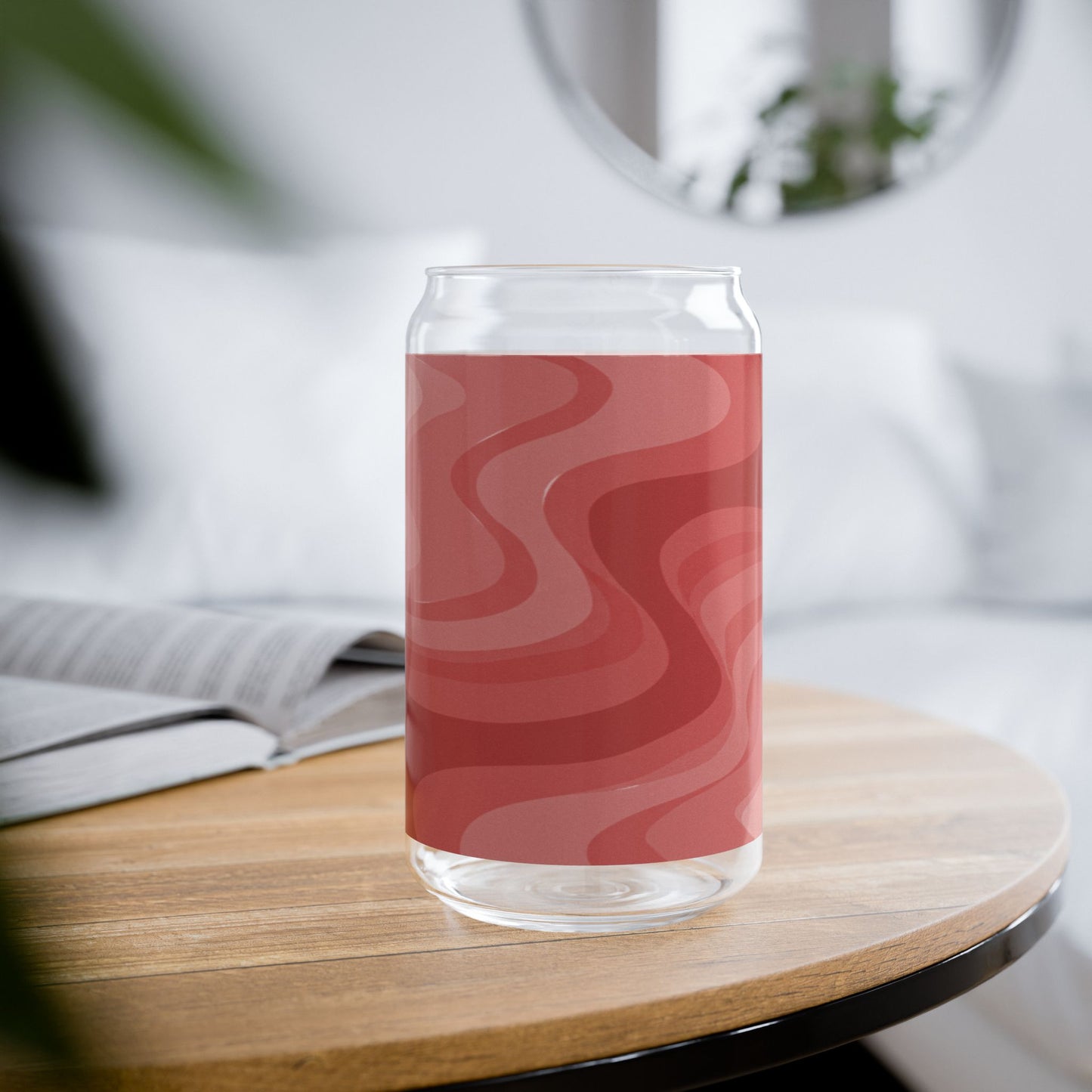 Power Red Wavey Sipper Glass, 16oz