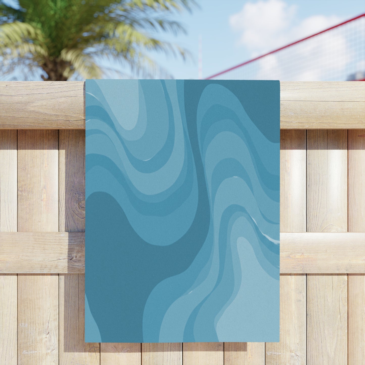 Sky Blue Wavey Beach Towel, 24" x 44"