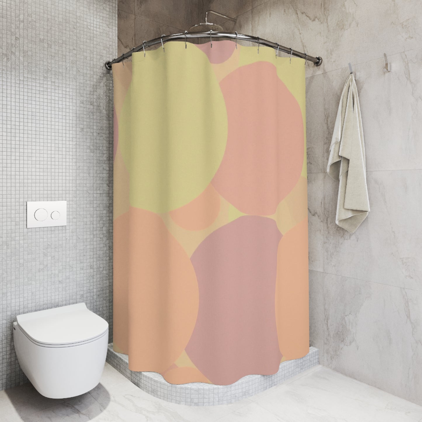 Pastel Hot Peach Patches Shower Curtains, 71" x 74"