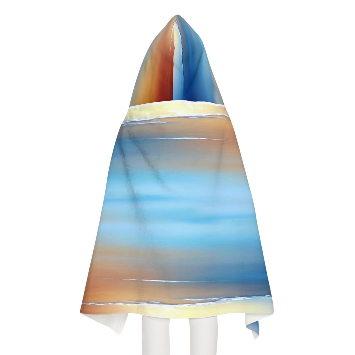 Blue Sea Red Orange Fog Youth Hooded Towel, 24" x 48"