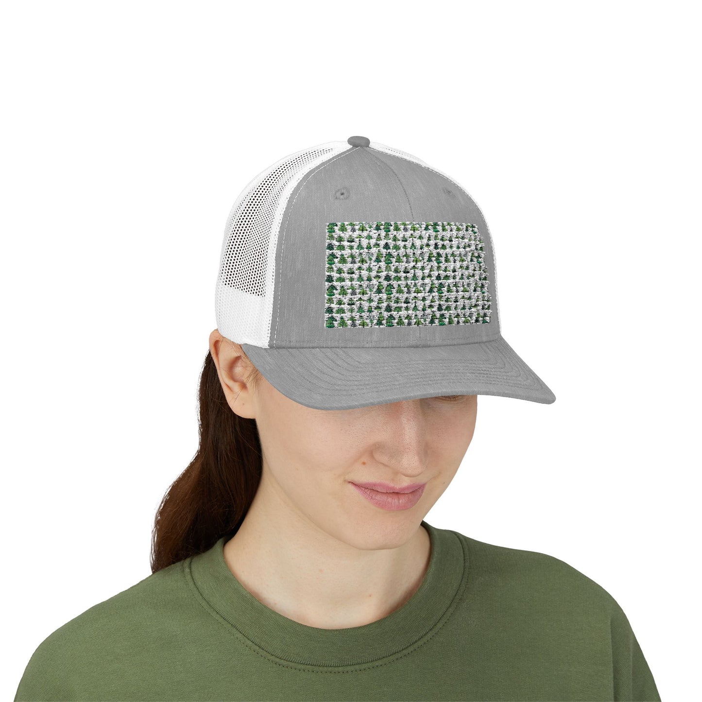Mini Vintage Green Trees Snapback Trucker Cap