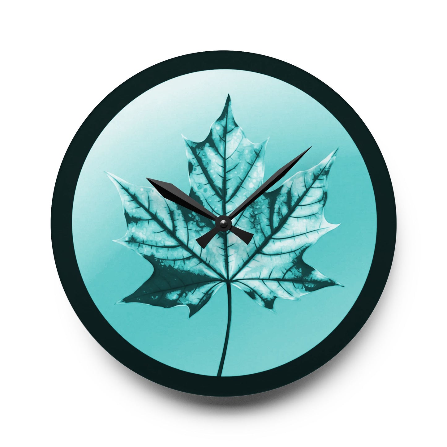 Tif Green Maple Leaf Acrylic Wall Clock, Round or Square, 10.75" x 10.75"