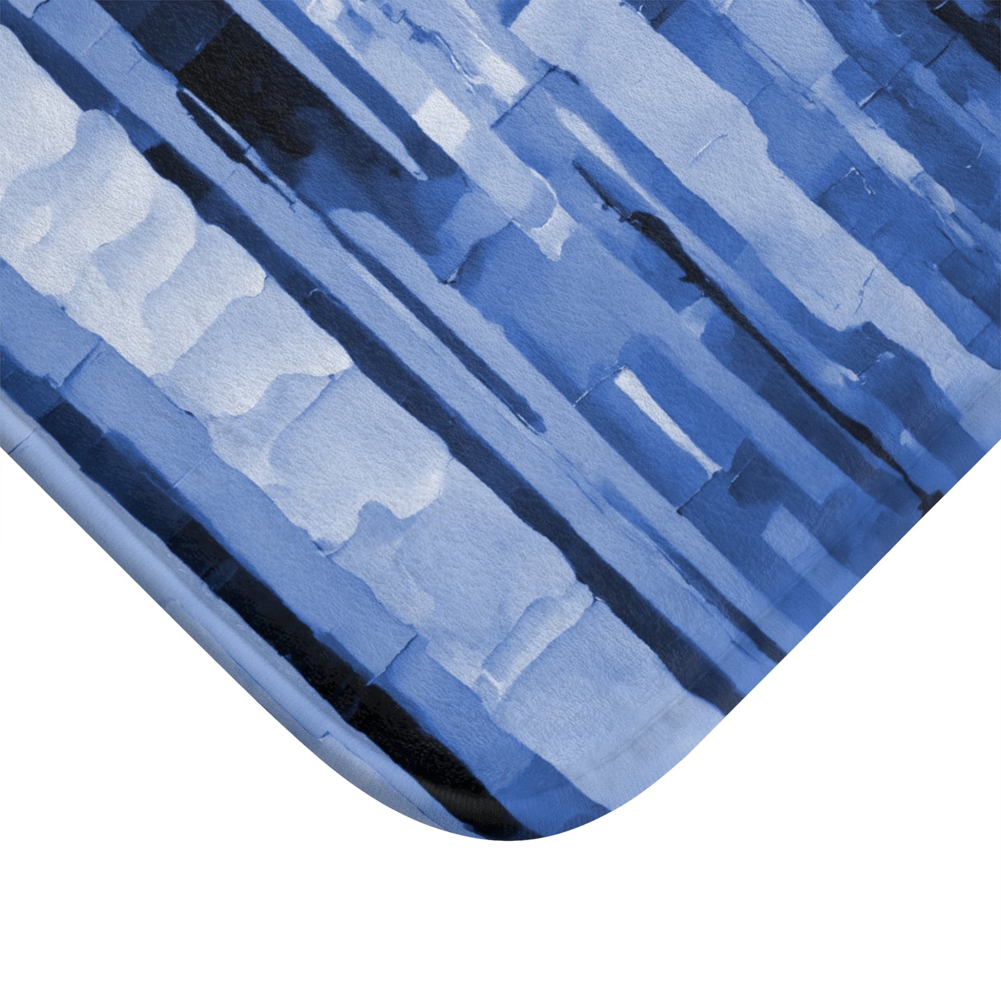 Striped Deep Blue Bath Mat, 24" x 17"