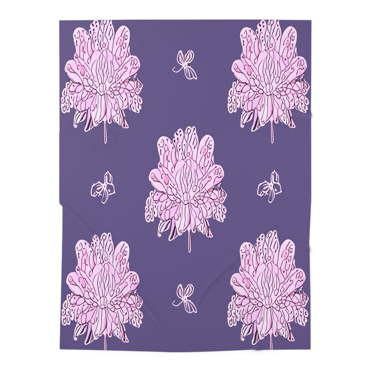 Magenta Floral Butterflies Baby Swaddle 30″×40″ Blanket