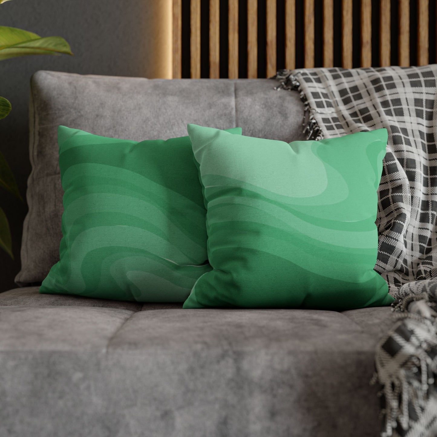 Mint Green Wavey Spun Polyester Square Pillowcase, 14" x 14"