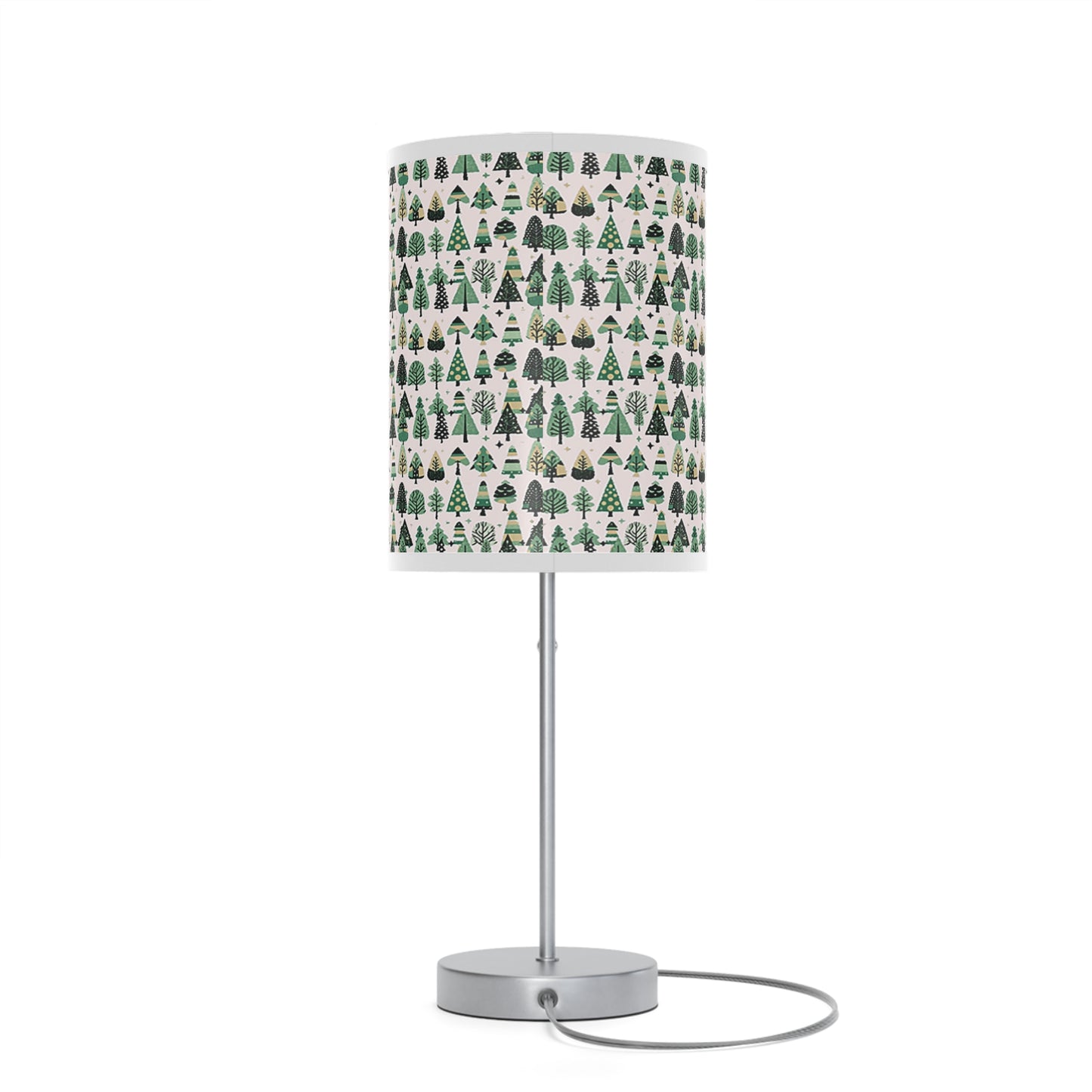 Mini Vintage Green Trees Table Lamp on a White or Silver Stand, US|CA plug