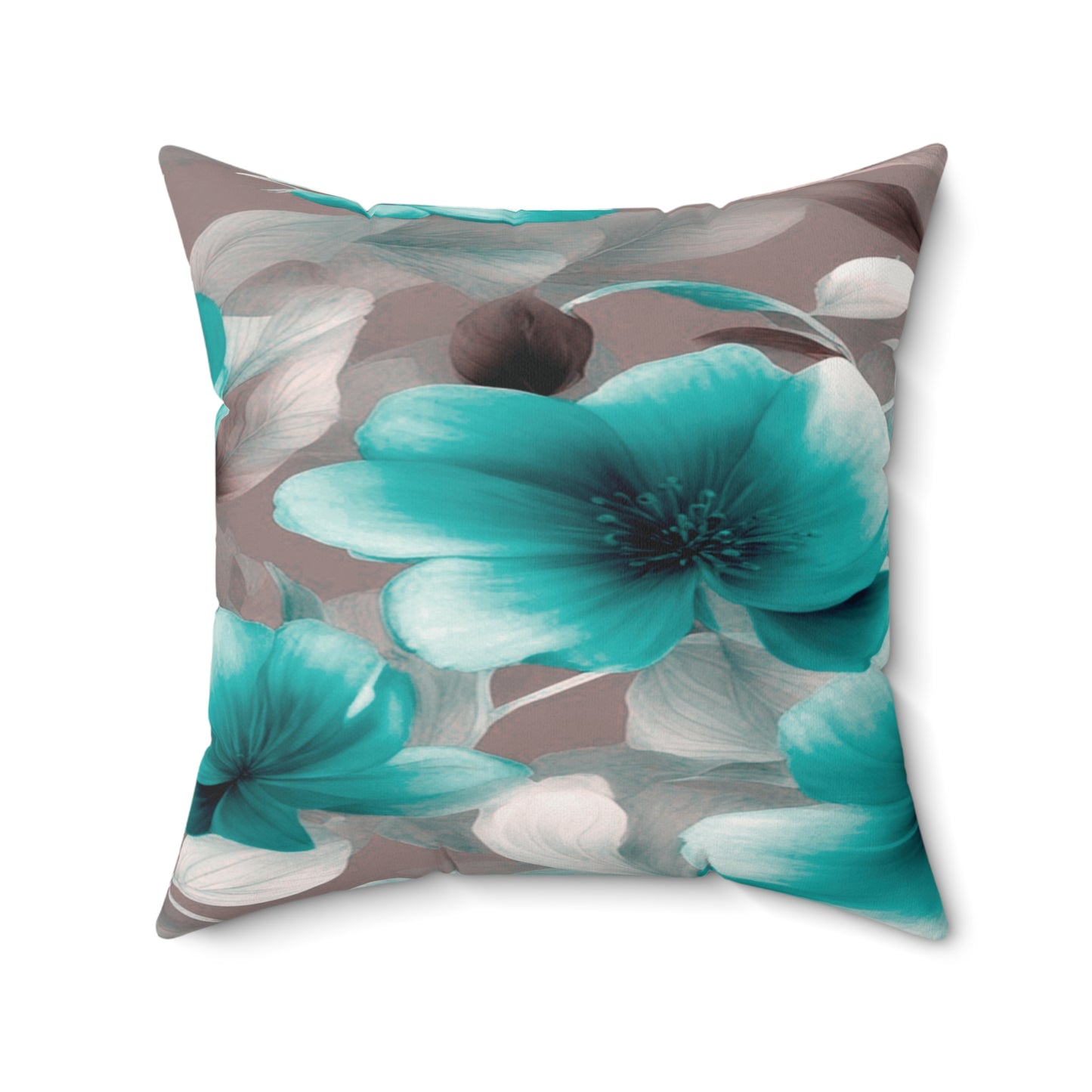 Tif Green Gray Floral Bunch Faux Suede Square Pillow, 20" x 20"