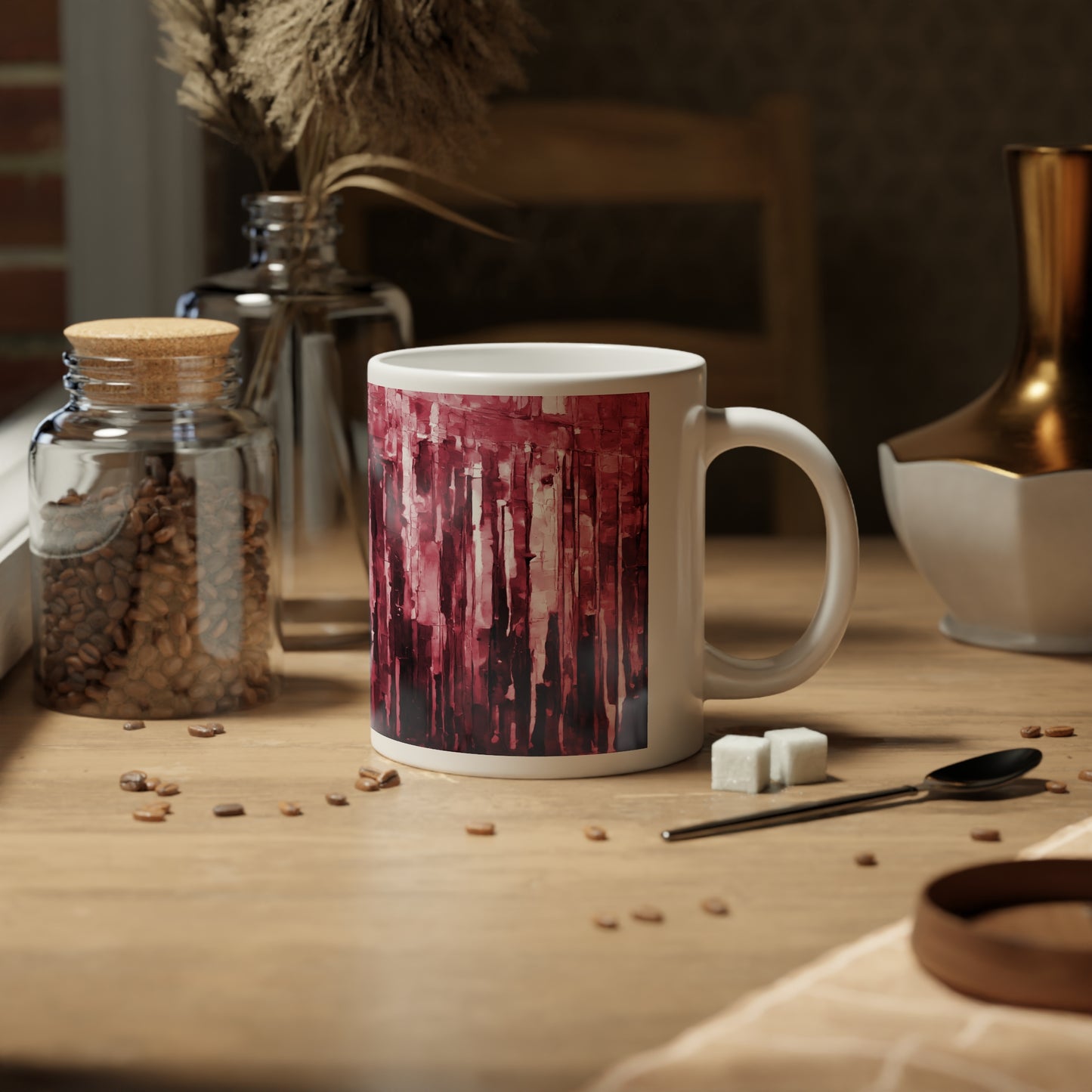 Striped Ruby 20 oz White Glossy Jumbo Mug