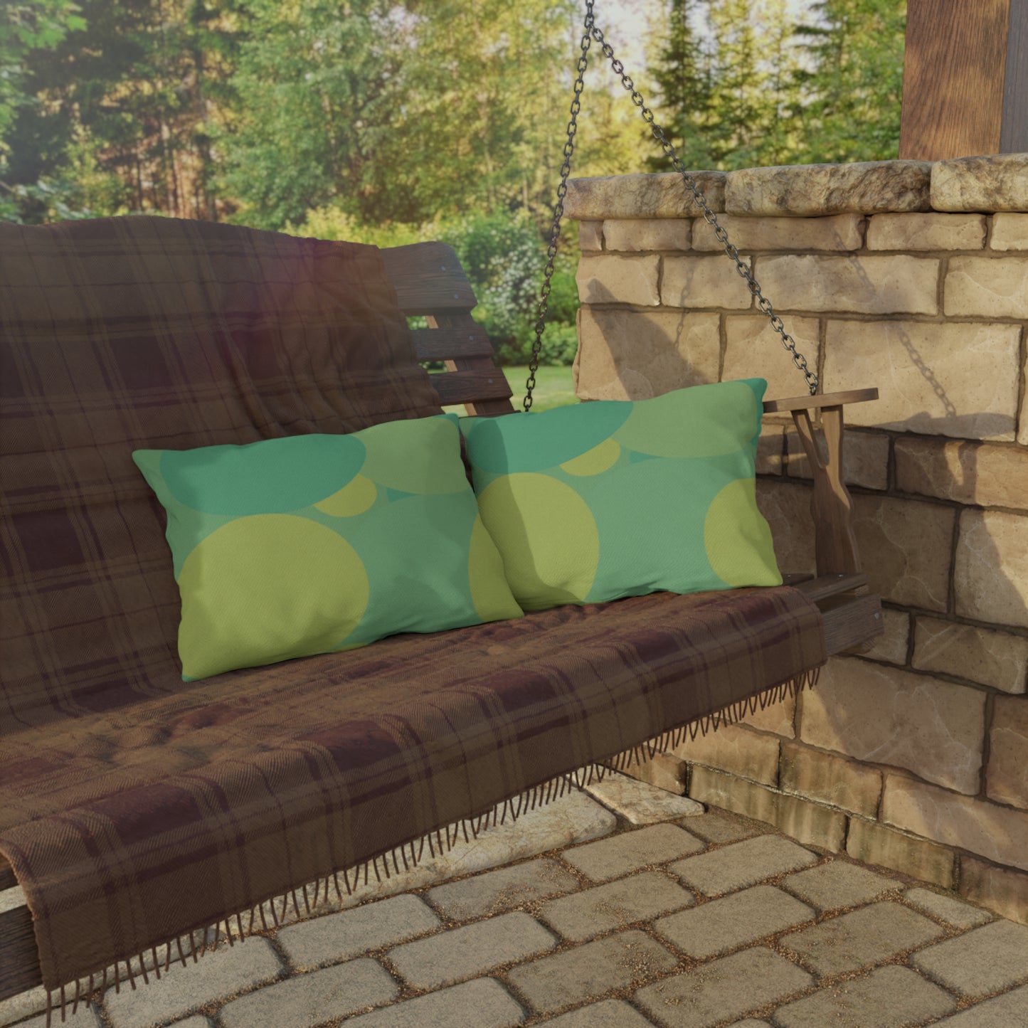 Pastel Green Patches 20" x 14" Outdoor Pillow
