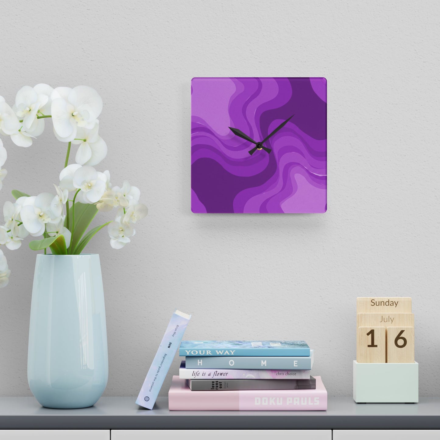 Wavey Purple Wavey 10.75" x 10.75" Round or Square Acrylic Wall Clock