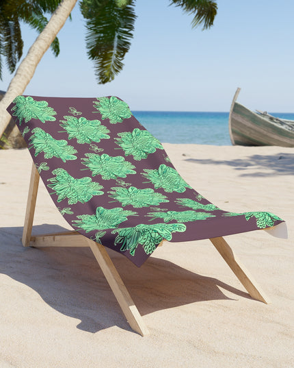 Mint Green Floral Butterflies 30" x 60" Beach Towel