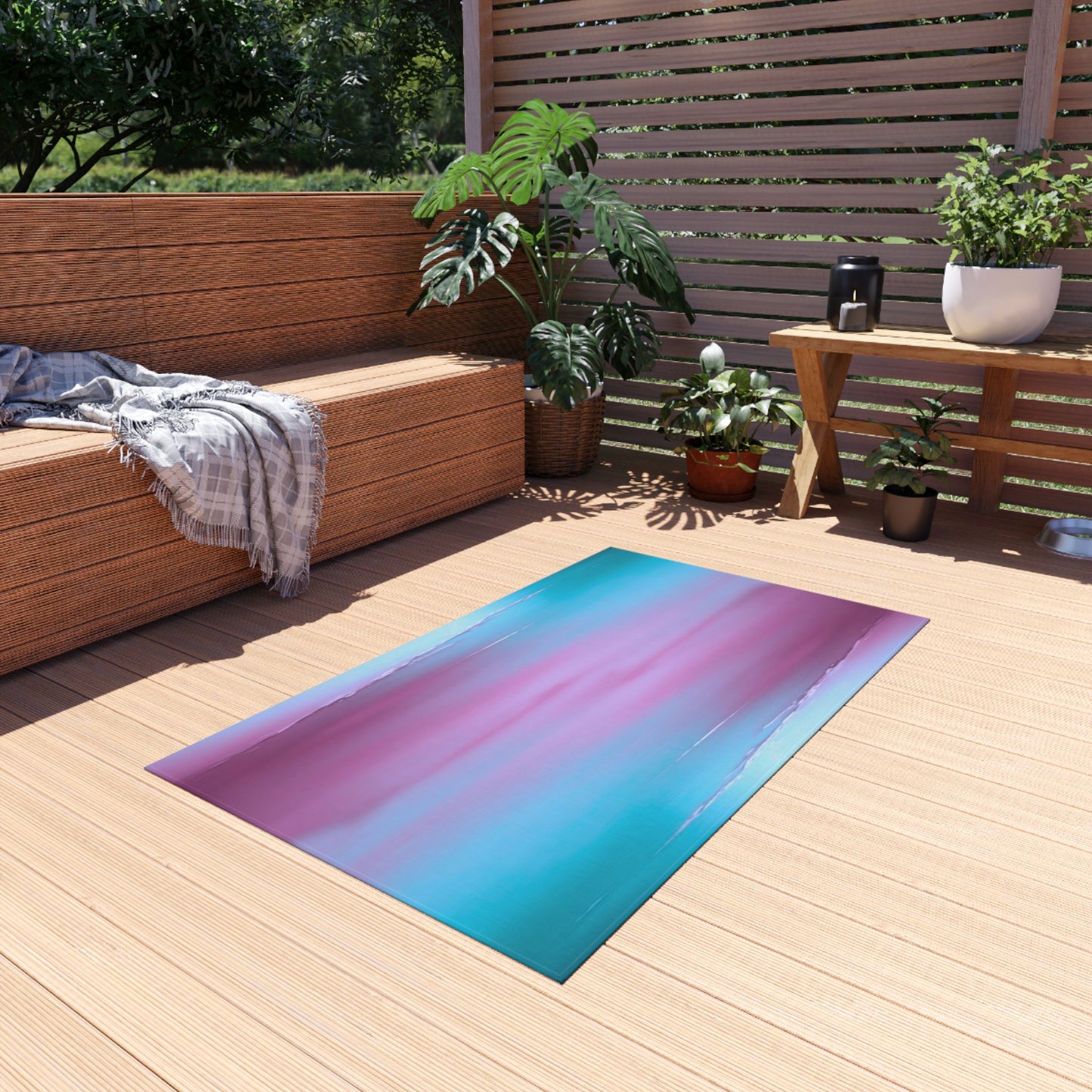 Wine Sea Blue Fog Outdoor Rug, 36" x 60"