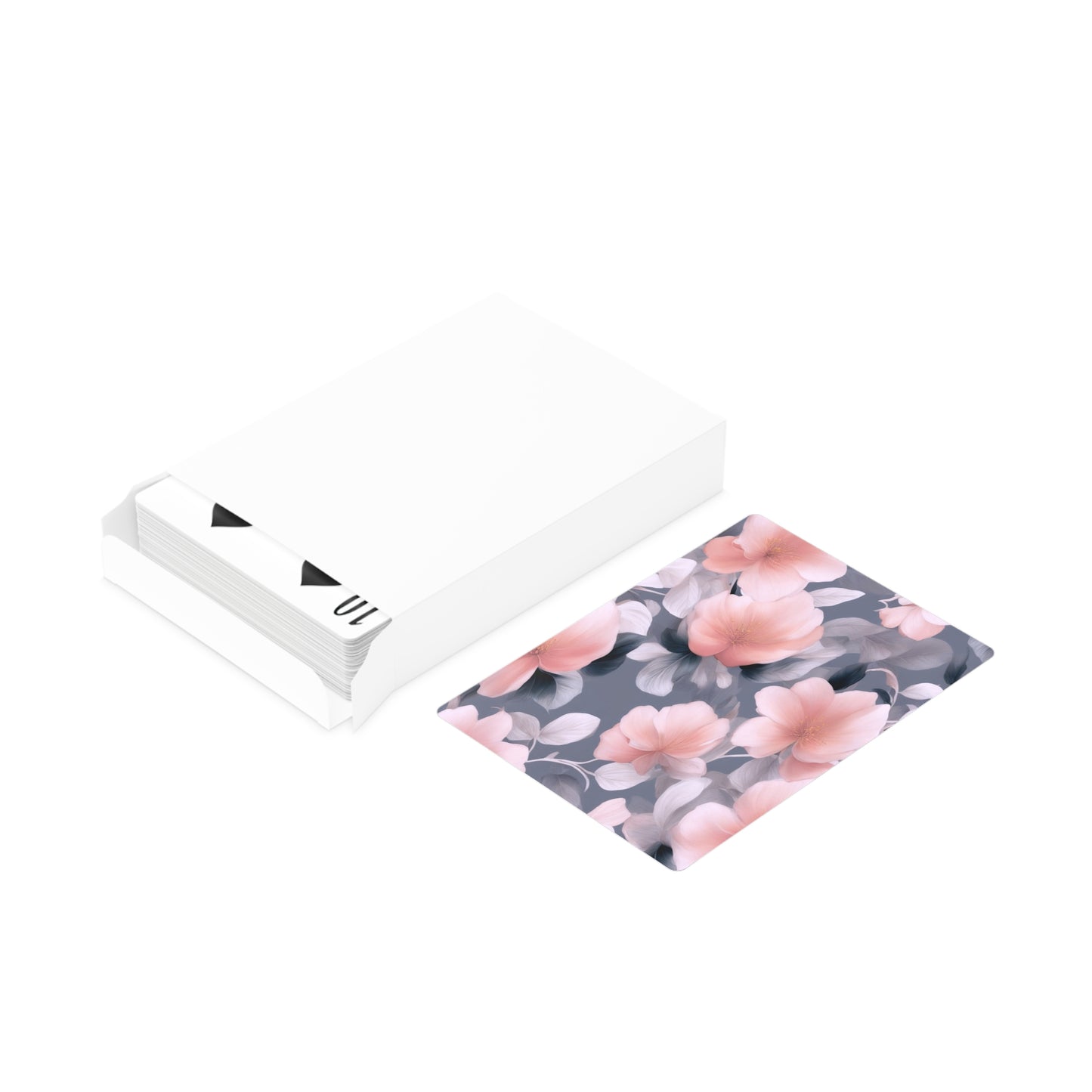 Peach and Blue Gray Floral Bunch Poker Cards