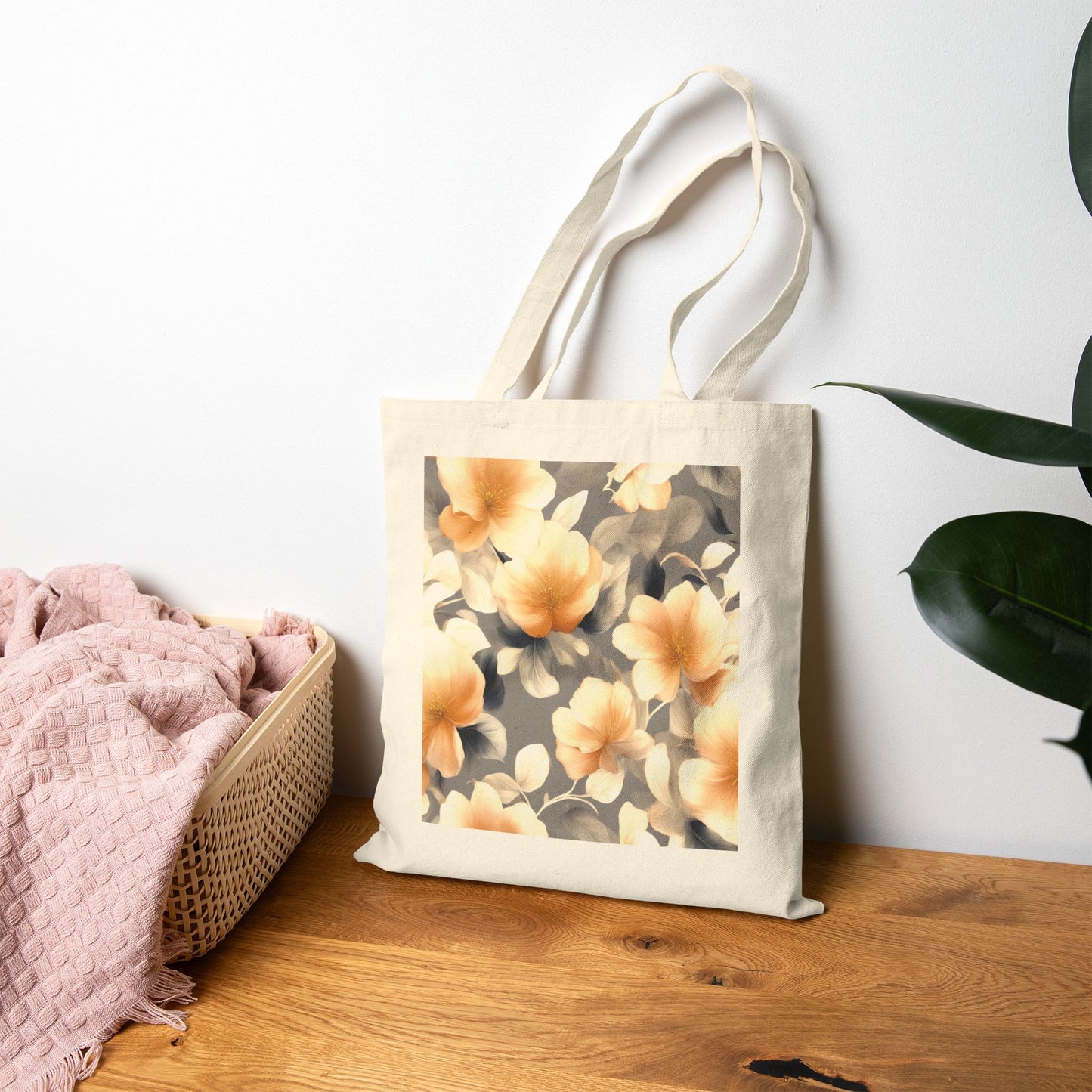 Soft Blossom Floral Bunch Cotton Canvas Tote Bag